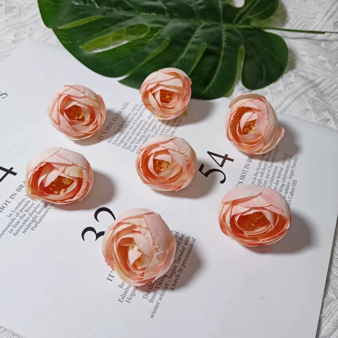 Lot de 10 Boutons de Rose Thé Rétro, 3,5cm, Qualité Réaliste pour DIY Mariage, Déco Champêtre, Guirlande, Ambiance Bohème Chic