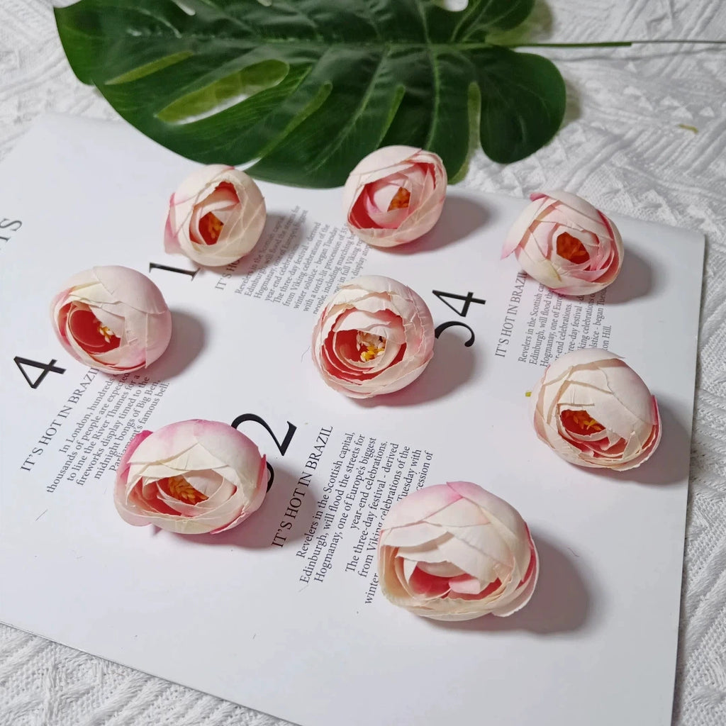 Lot de 10 Boutons de Rose Thé Rétro, 3,5cm, Qualité Réaliste pour DIY Mariage, Déco Champêtre, Guirlande, Ambiance Bohème Chic