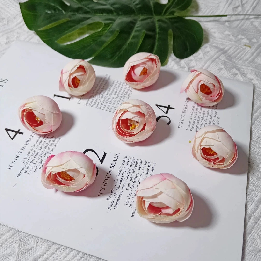 Lot de 10 Boutons de Rose Thé Rétro, 3,5cm, Qualité Réaliste pour DIY Mariage, Déco Champêtre, Guirlande, Ambiance Bohème Chic