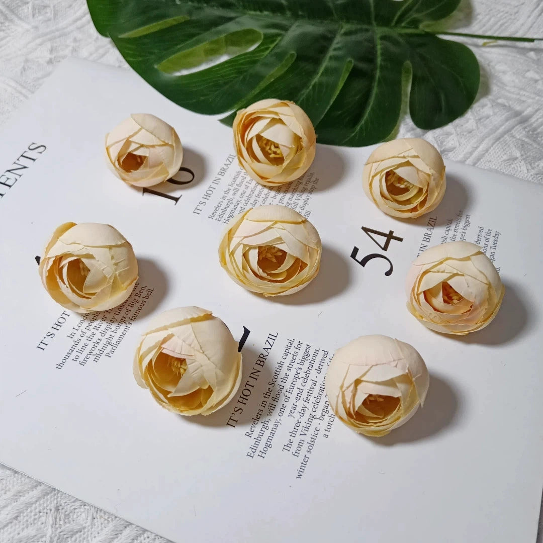 Lot de 10 Boutons de Rose Thé Rétro, 3,5cm, Qualité Réaliste pour DIY Mariage, Déco Champêtre, Guirlande, Ambiance Bohème Chic