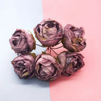 Bouquet de 6 Petites Roses Anciennes 10 cm, Charme Rétro et Champêtre, pour DIY Mariage, Décoration et Corsage