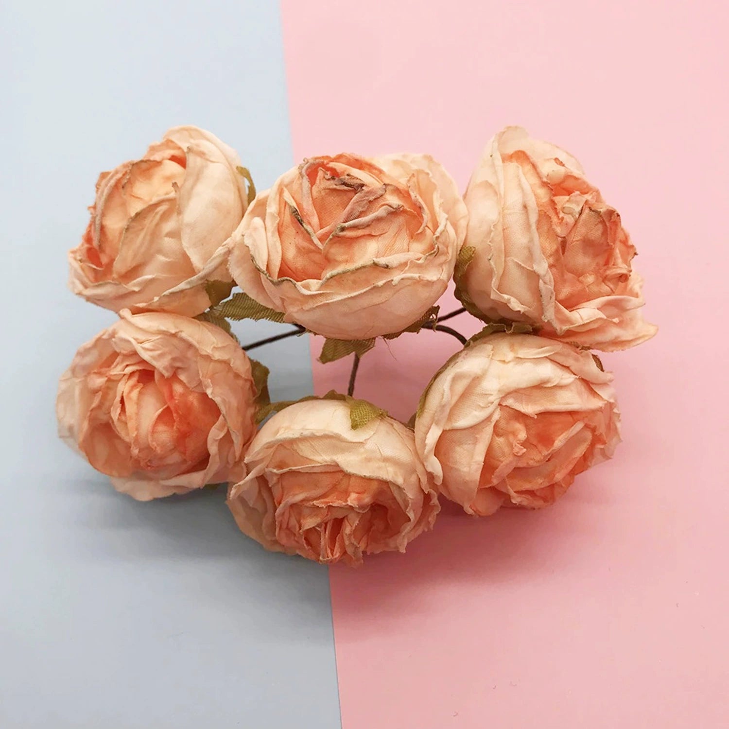 Bouquet de 6 Petites Roses Anciennes 10 cm, Charme Rétro et Champêtre, pour DIY Mariage, Décoration et Corsage
