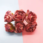 Bouquet de 6 Petites Roses Anciennes 10 cm, Charme Rétro et Champêtre, pour DIY Mariage, Décoration et Corsage