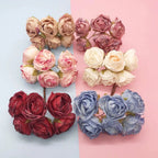 Bouquet de 6 Petites Roses Anciennes 10 cm, Charme Rétro et Champêtre, pour DIY Mariage, Décoration et Corsage