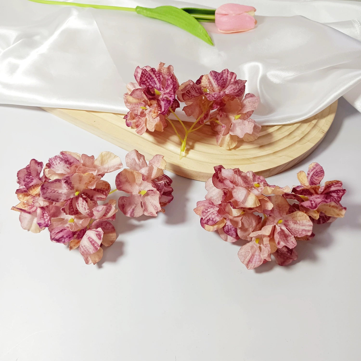 Têtes d'Hortensia Artificielles Vintage 5cm, Fleurs Effet Brûlé pour DIY, Mariage, Bouquet, Déco Champêtre, Vente en Gros
