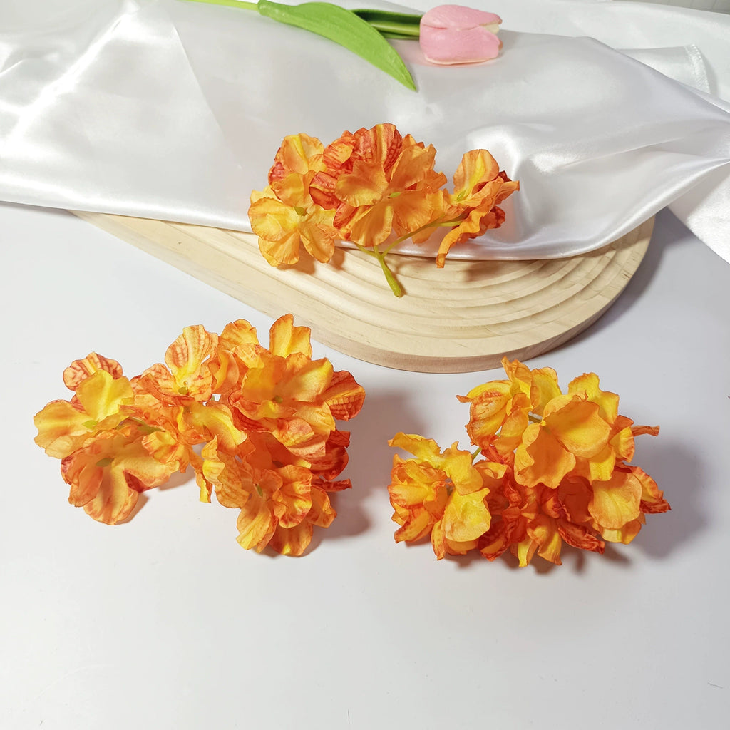 Têtes d'Hortensia Artificielles Vintage 5cm, Fleurs Effet Brûlé pour DIY, Mariage, Bouquet, Déco Champêtre, Vente en Gros