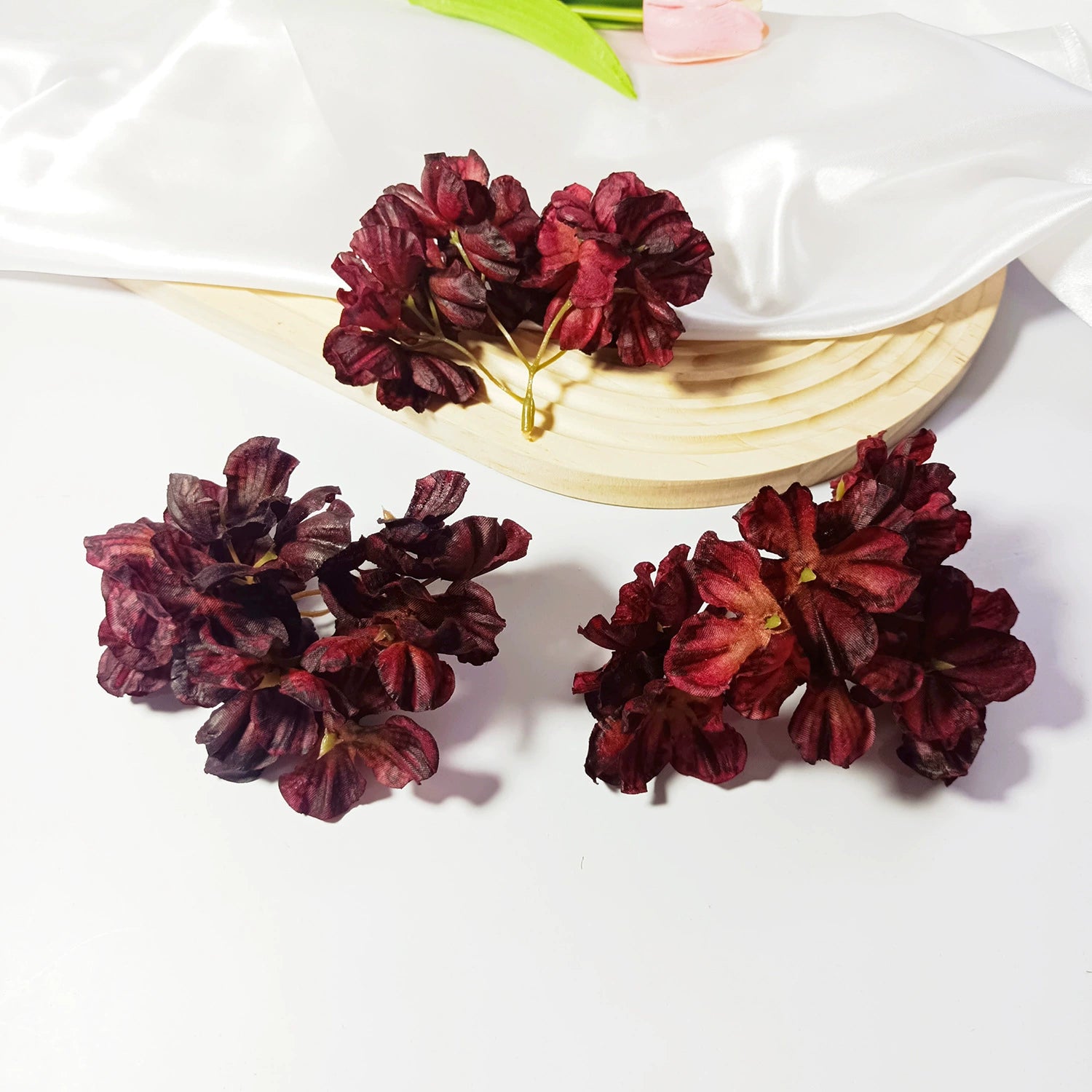 Têtes d'Hortensia Artificielles Vintage 5cm, Fleurs Effet Brûlé pour DIY, Mariage, Bouquet, Déco Champêtre, Vente en Gros