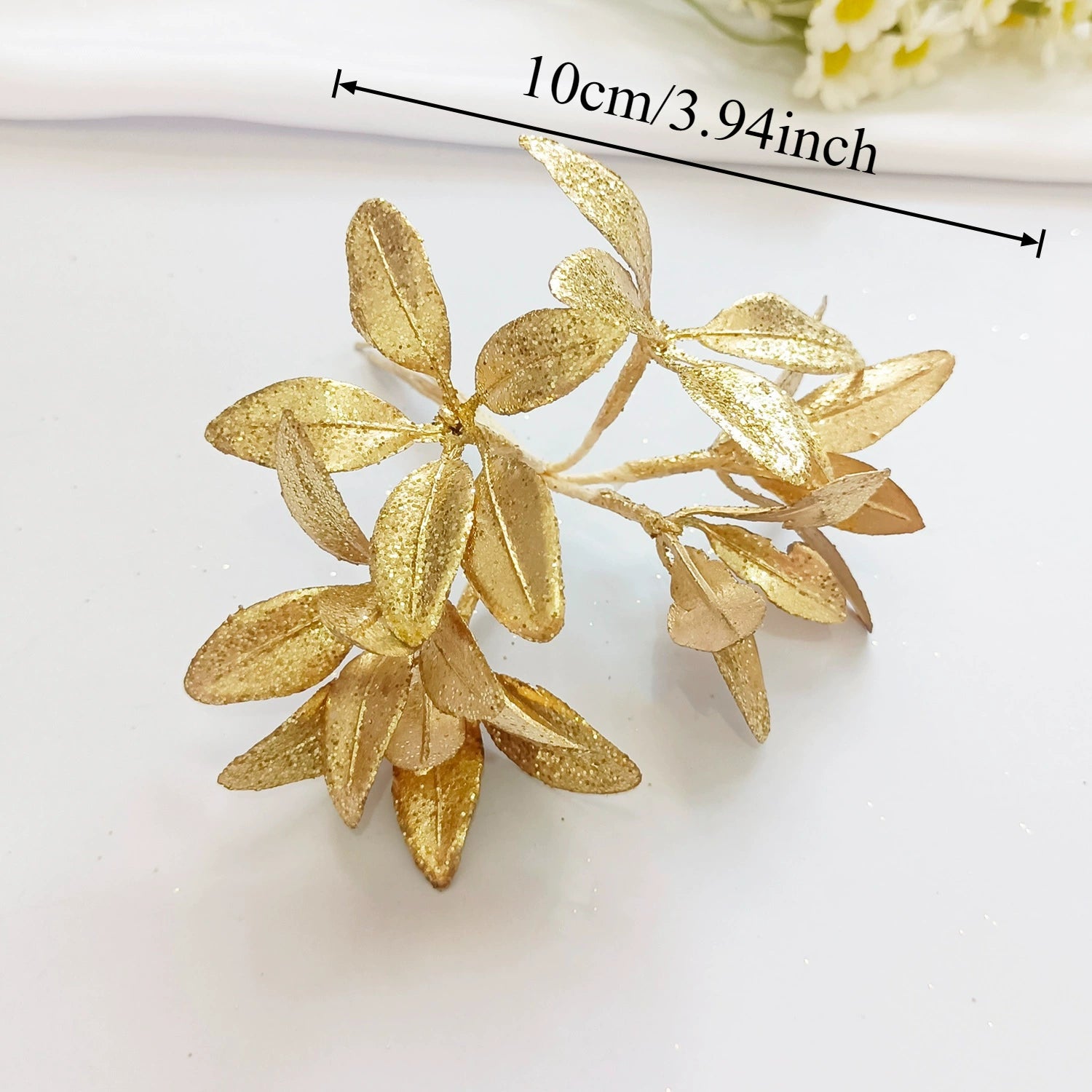 Petit Bouquet Artificiel Cèdre Doré 20 cm, Rameau de Pin pour DIY, Corsage Mariage, Décoration de Noël, Ambiance Élégante et Champêtre