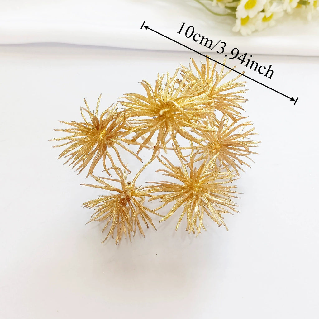 Petit Bouquet Artificiel Cèdre Doré 20 cm, Rameau de Pin pour DIY, Corsage Mariage, Décoration de Noël, Ambiance Élégante et Champêtre