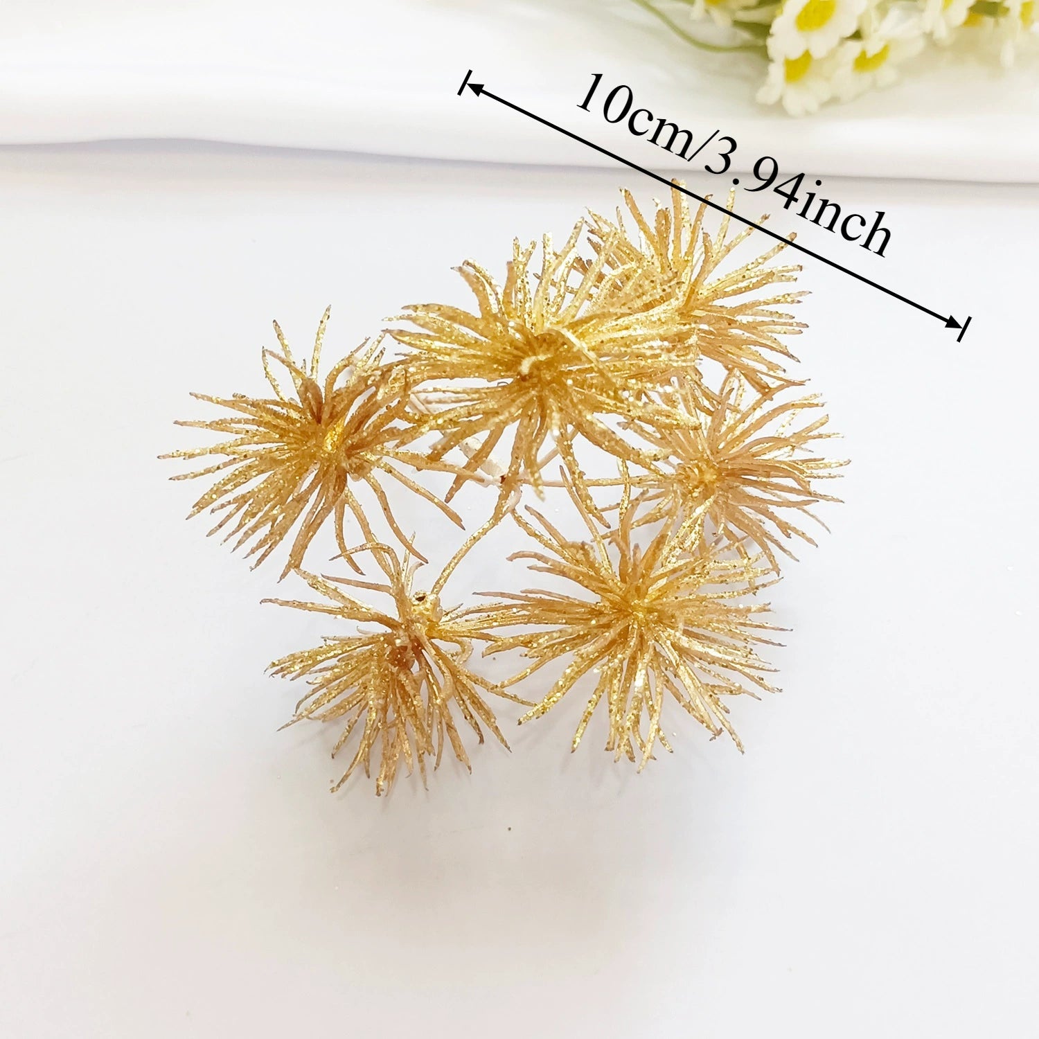 Petit Bouquet Artificiel Cèdre Doré 20 cm, Rameau de Pin pour DIY, Corsage Mariage, Décoration de Noël, Ambiance Élégante et Champêtre