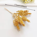 Petit Bouquet Artificiel Cèdre Doré 20 cm, Rameau de Pin pour DIY, Corsage Mariage, Décoration de Noël, Ambiance Élégante et Champêtre