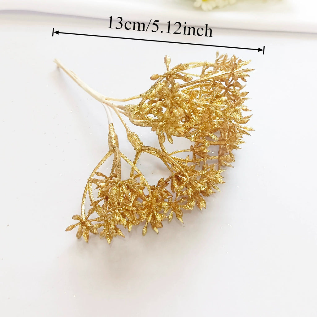 Petit Bouquet Artificiel Cèdre Doré 20 cm, Rameau de Pin pour DIY, Corsage Mariage, Décoration de Noël, Ambiance Élégante et Champêtre