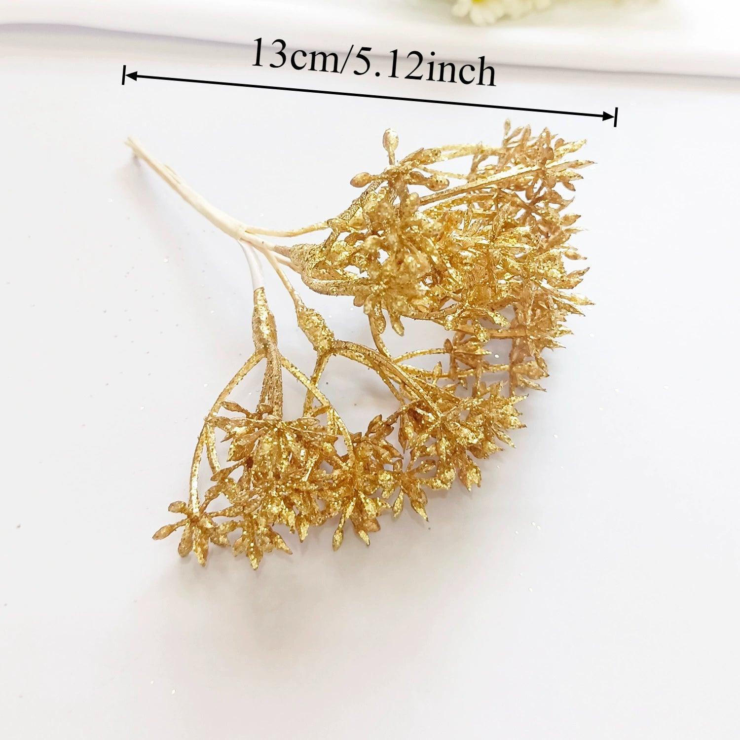 Petit Bouquet Artificiel Cèdre Doré 20 cm, Rameau de Pin pour DIY, Corsage Mariage, Décoration de Noël, Ambiance Élégante et Champêtre