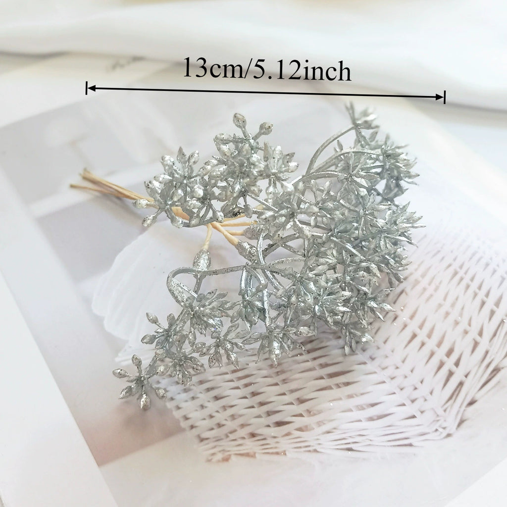 Petit Bouquet Artificiel Cèdre Doré 20 cm, Rameau de Pin pour DIY, Corsage Mariage, Décoration de Noël, Ambiance Élégante et Champêtre