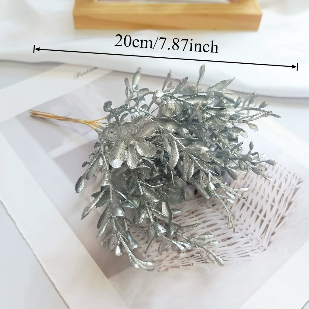 Petit Bouquet Artificiel Cèdre Doré 20 cm, Rameau de Pin pour DIY, Corsage Mariage, Décoration de Noël, Ambiance Élégante et Champêtre