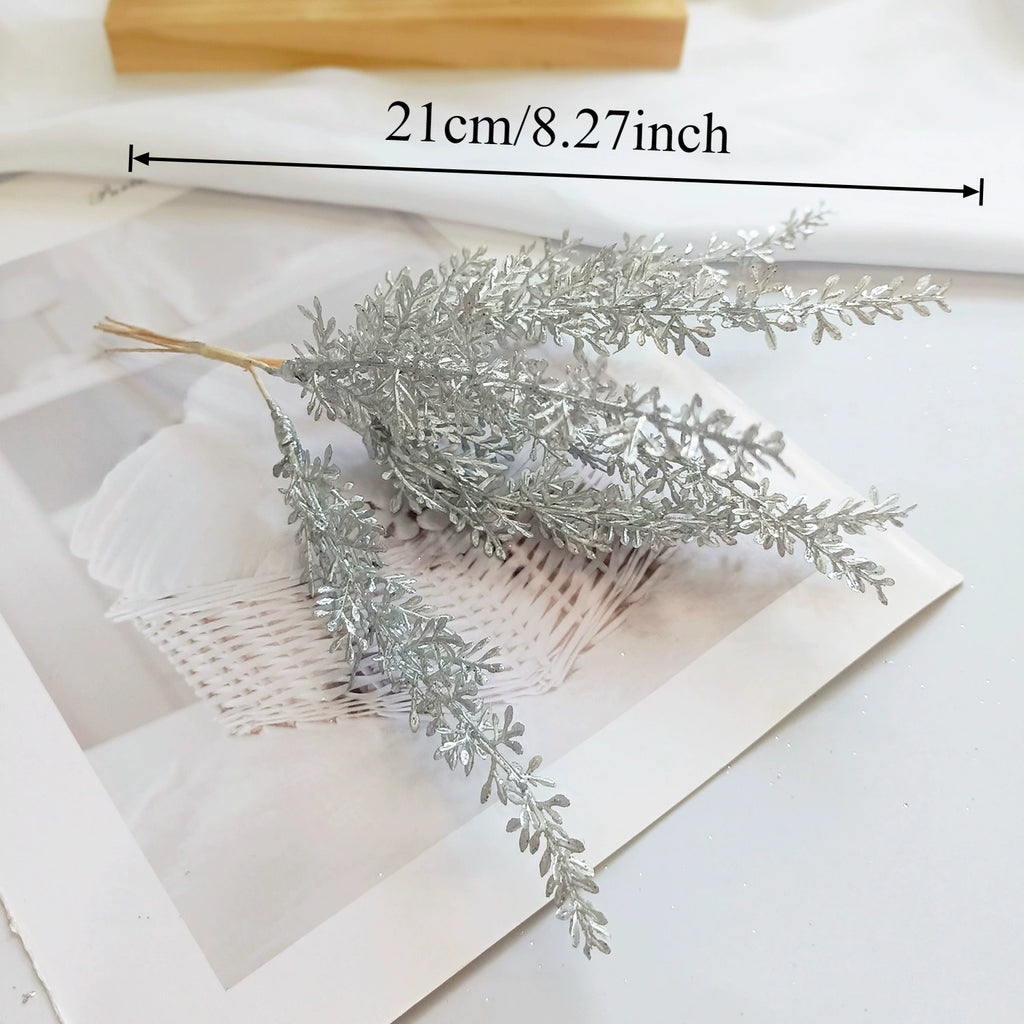 Petit Bouquet Artificiel Cèdre Doré 20 cm, Rameau de Pin pour DIY, Corsage Mariage, Décoration de Noël, Ambiance Élégante et Champêtre