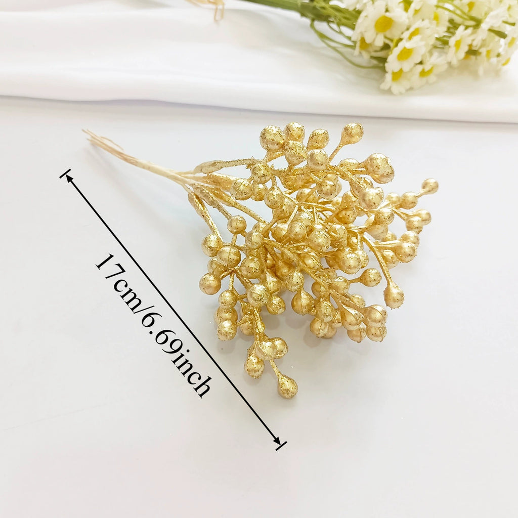 Petit Bouquet Artificiel Cèdre Doré 20 cm, Rameau de Pin pour DIY, Corsage Mariage, Décoration de Noël, Ambiance Élégante et Champêtre