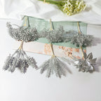 Petit Bouquet Artificiel Cèdre Doré 20 cm, Rameau de Pin pour DIY, Corsage Mariage, Décoration de Noël, Ambiance Élégante et Champêtre