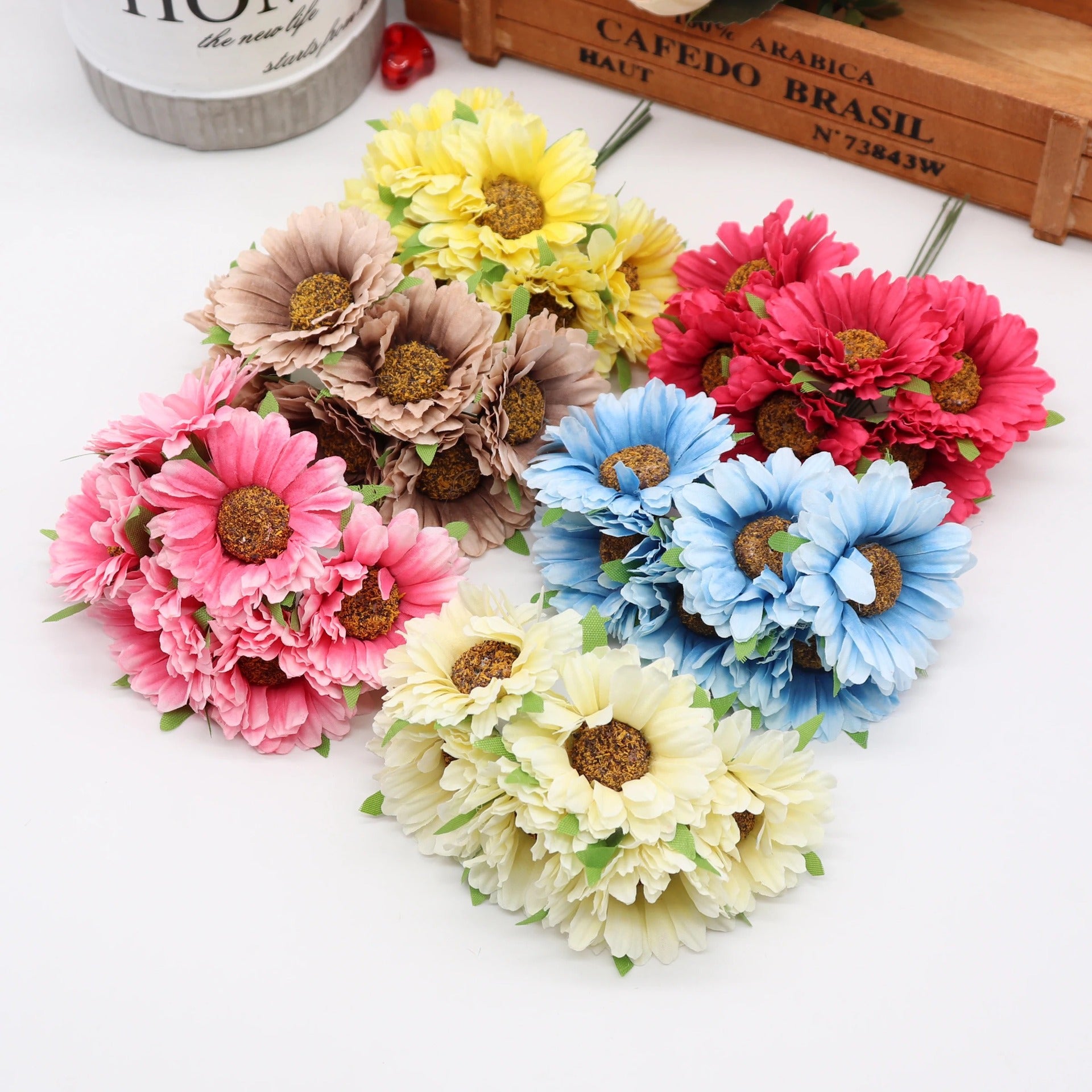 Têtes de Chrysanthèmes Artificiels, Lot de Fleurs 11cm pour DIY, Décoration Mariage Champêtre, Guirlande, Corsage, Ambiance Rétro et Sud de la France