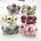 Mini Bouquet de Fleurs Artificielles 12cm, 6 Tiges au Charme Champêtre, Idéal pour DIY Mariage, Couronne, Déco Rétro & Accessoires