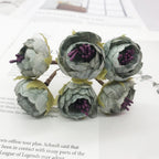 Mini Bouquet de Fleurs Artificielles 12cm, 6 Tiges au Charme Champêtre, Idéal pour DIY Mariage, Couronne, Déco Rétro & Accessoires