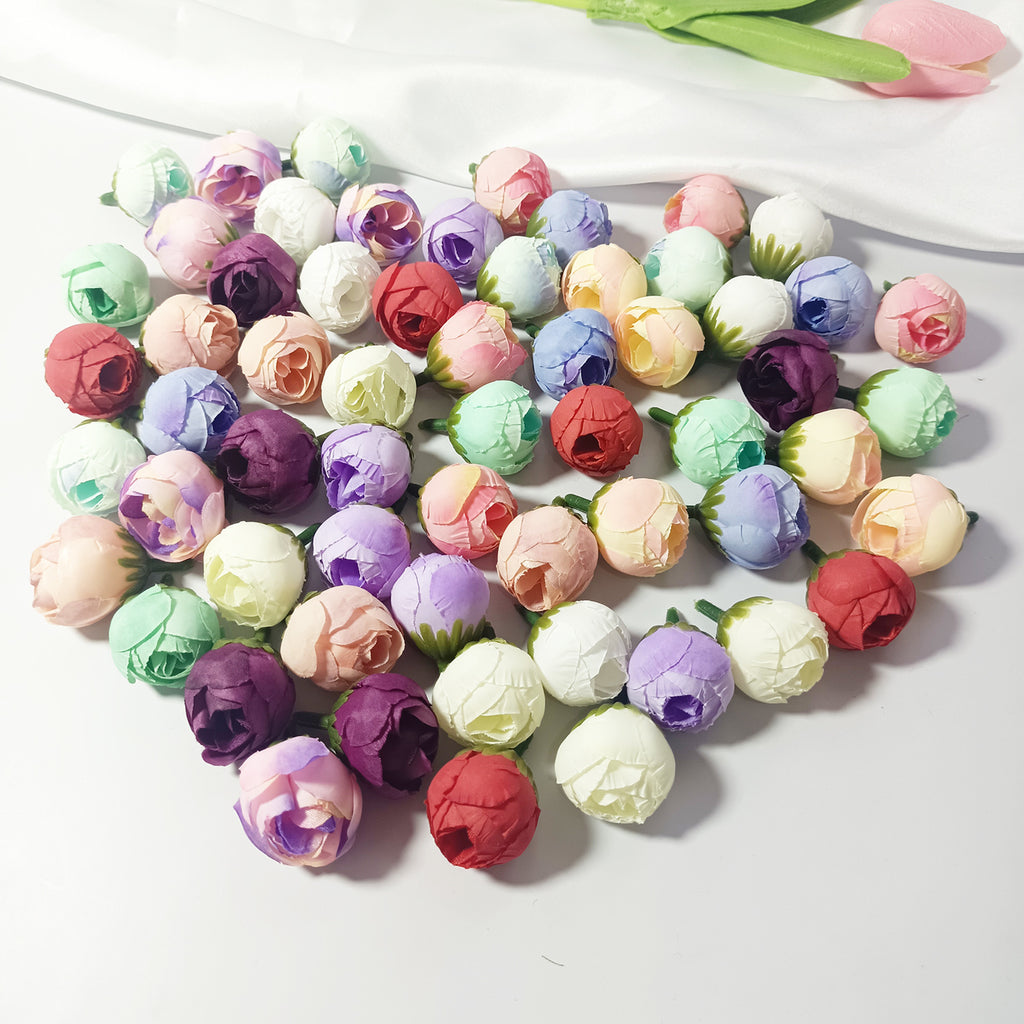 Mini Boutons de Rose Thé Artificiels 3cm, Lot de 5, Aspect Naturel pour DIY Mariage, Décoration Champêtre, Corsage et Loisirs Créatifs