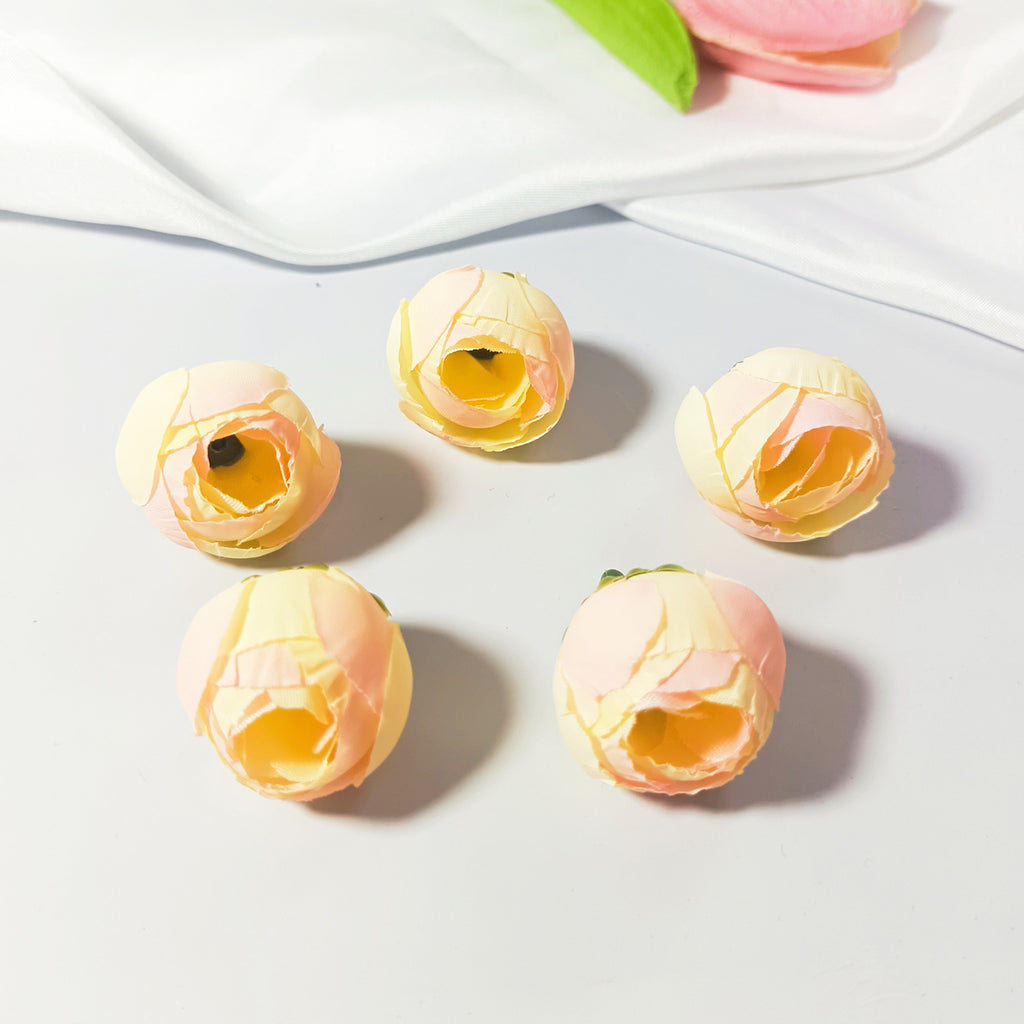 Mini Boutons de Rose Thé Artificiels 3cm, Lot de 5, Aspect Naturel pour DIY Mariage, Décoration Champêtre, Corsage et Loisirs Créatifs