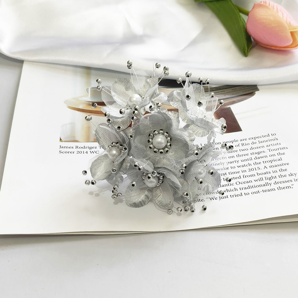 Fleurs Perlées Artificielles 12cm, Rameaux de Perles Délicates pour DIY Mariage, Accessoire Cheveux, Corsage, Décoration Champêtre et Bohème