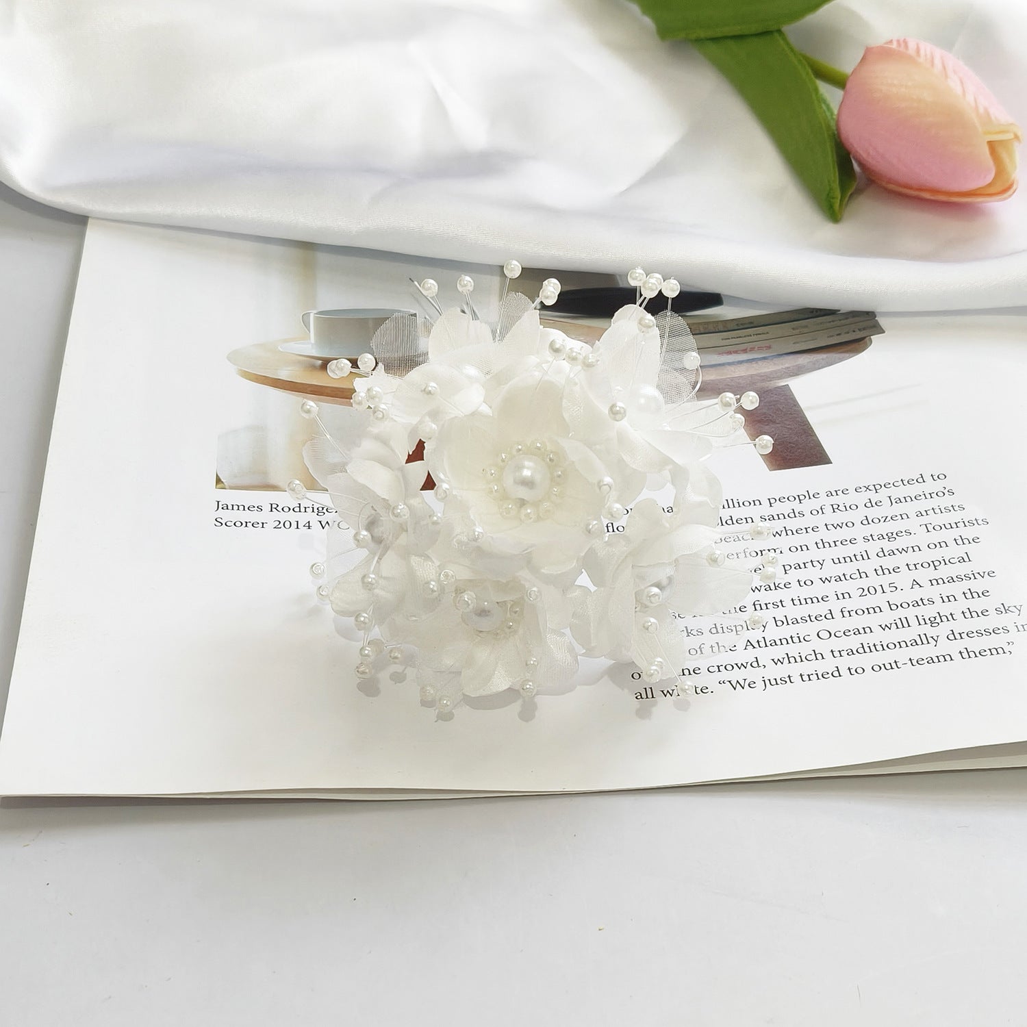 Fleurs Perlées Artificielles 12cm, Rameaux de Perles Délicates pour DIY Mariage, Accessoire Cheveux, Corsage, Décoration Champêtre et Bohème