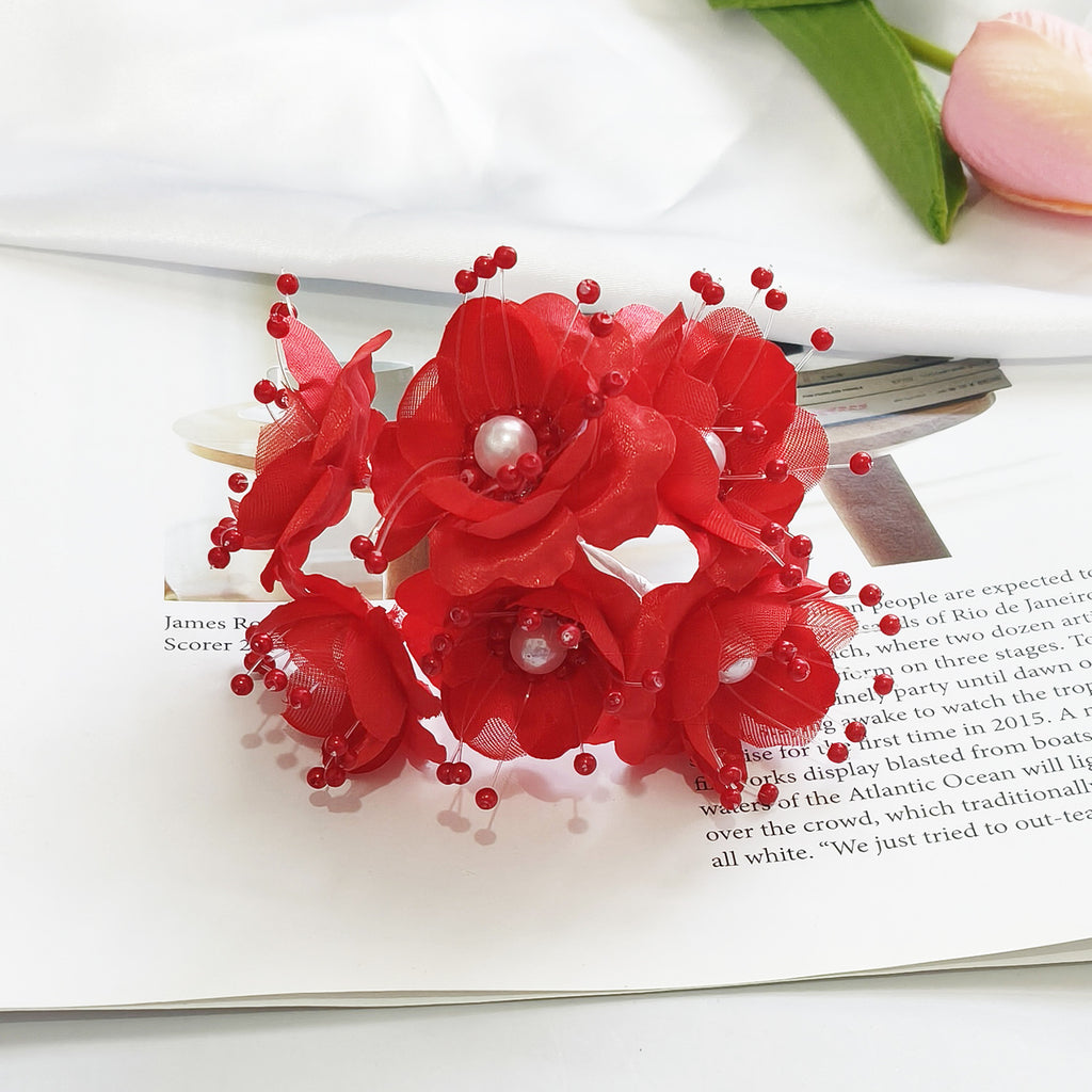 Fleurs Perlées Artificielles 12cm, Rameaux de Perles Délicates pour DIY Mariage, Accessoire Cheveux, Corsage, Décoration Champêtre et Bohème