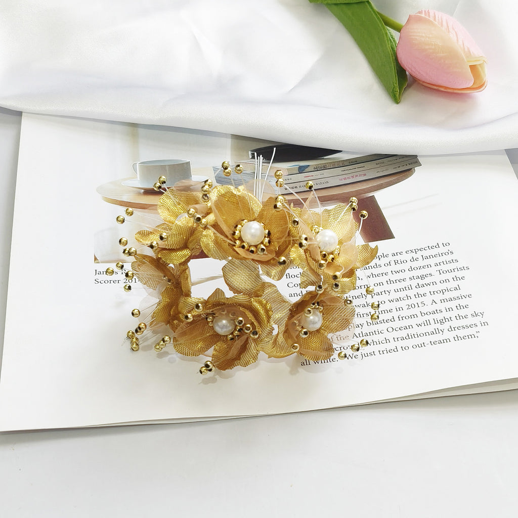 Fleurs Perlées Artificielles 12cm, Rameaux de Perles Délicates pour DIY Mariage, Accessoire Cheveux, Corsage, Décoration Champêtre et Bohème