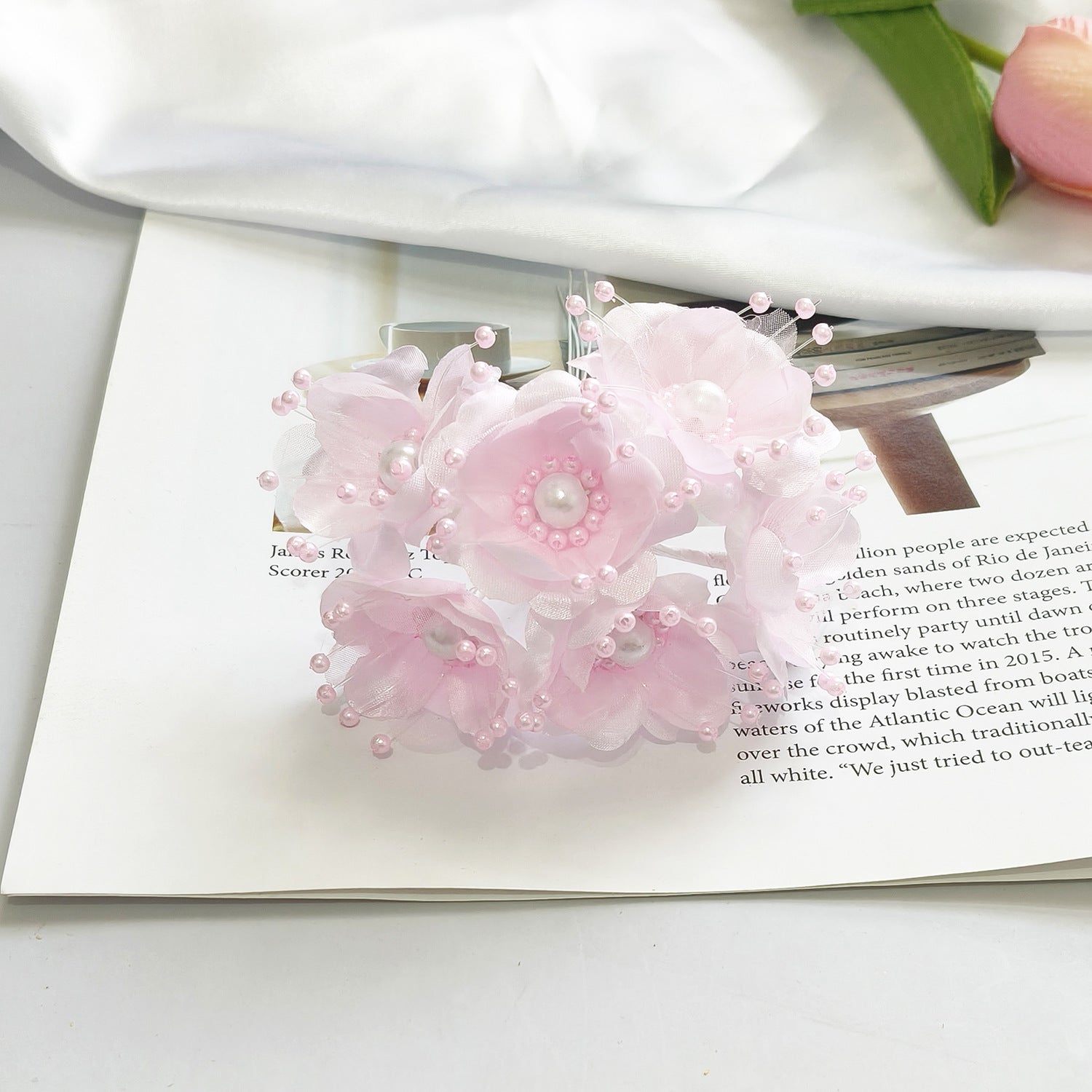 Fleurs Perlées Artificielles 12cm, Rameaux de Perles Délicates pour DIY Mariage, Accessoire Cheveux, Corsage, Décoration Champêtre et Bohème