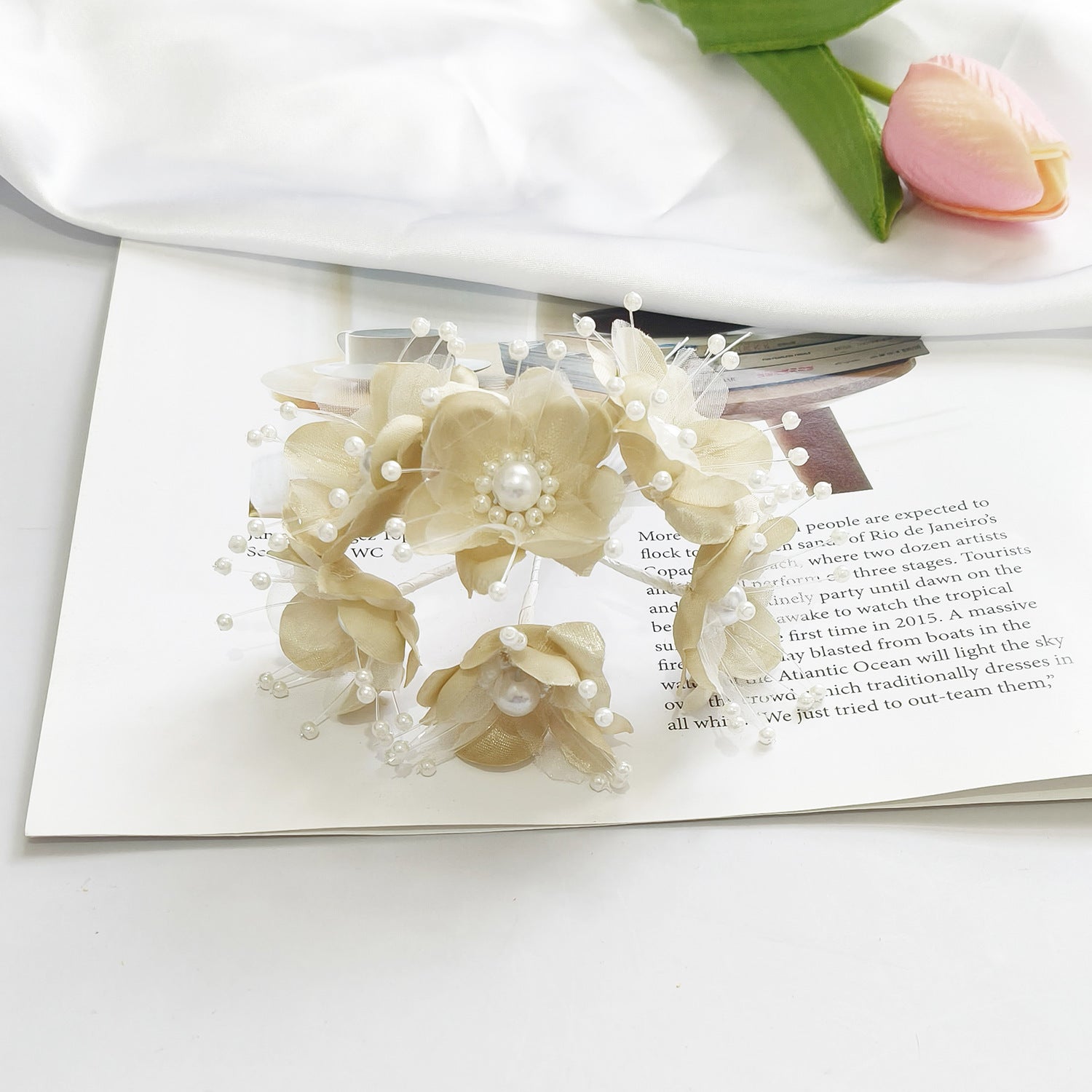 Fleurs Perlées Artificielles 12cm, Rameaux de Perles Délicates pour DIY Mariage, Accessoire Cheveux, Corsage, Décoration Champêtre et Bohème
