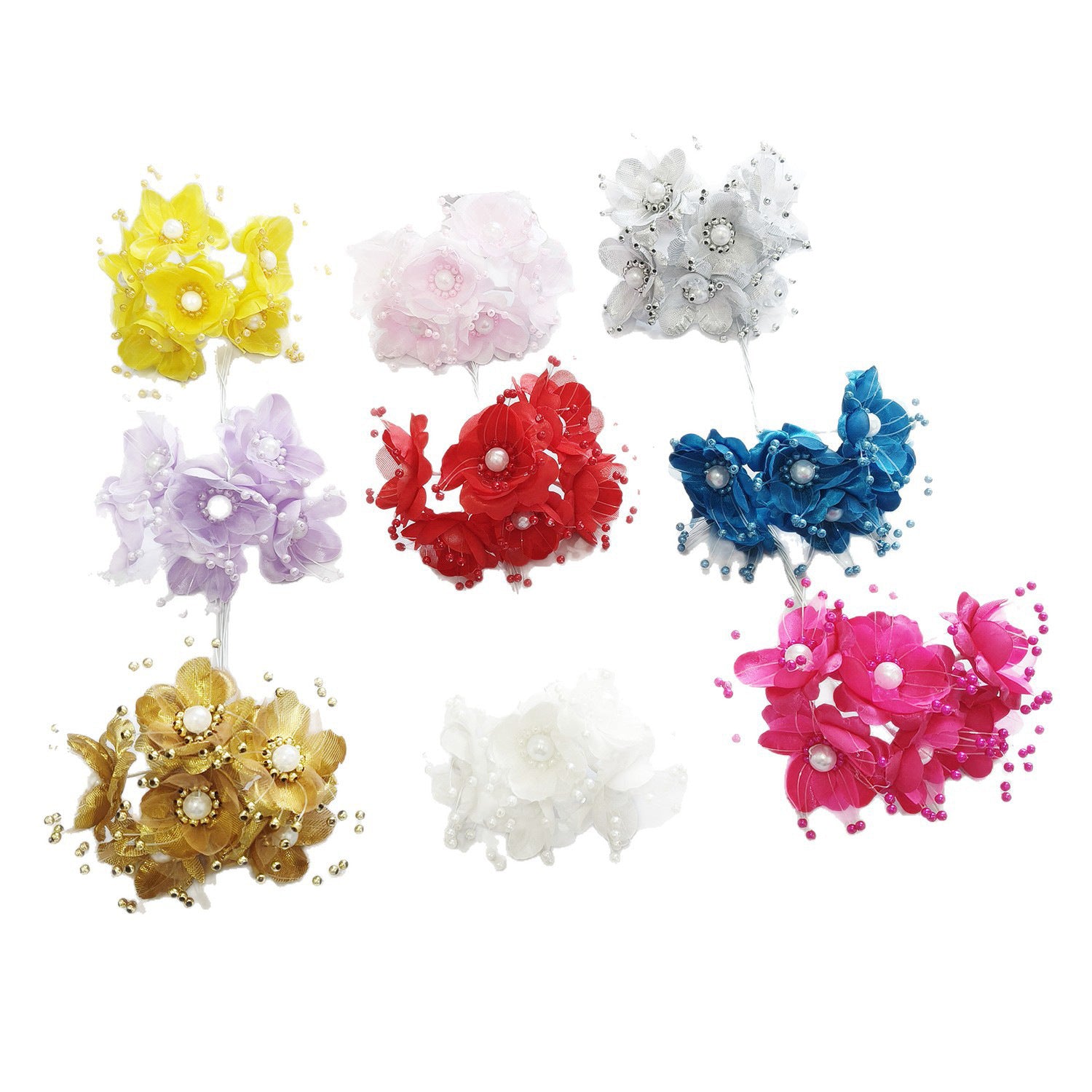 Fleurs Perlées Artificielles 12cm, Rameaux de Perles Délicates pour DIY Mariage, Accessoire Cheveux, Corsage, Décoration Champêtre et Bohème