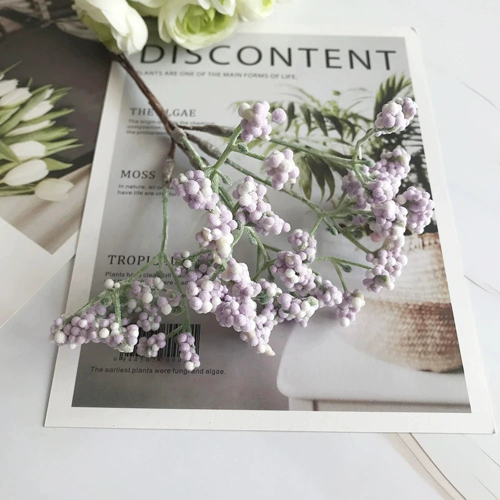 Bouquet de Gypsophile Artificiel 16 cm, Brin de Fleurs au Toucher Réel, Décoration Mariage Champêtre, DIY Maison, Style Rétro Français