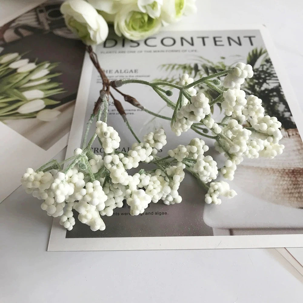 Bouquet de Gypsophile Artificiel 16 cm, Brin de Fleurs au Toucher Réel, Décoration Mariage Champêtre, DIY Maison, Style Rétro Français