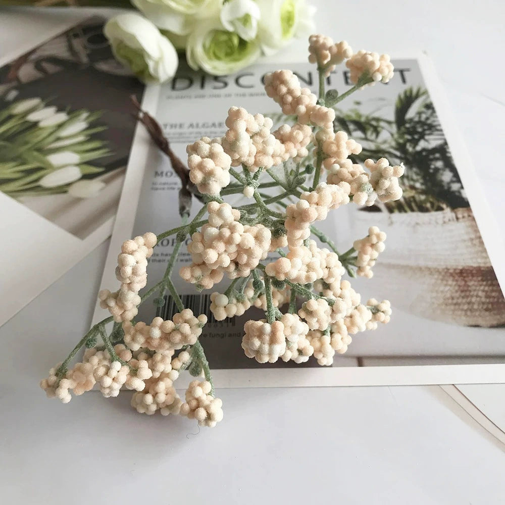 Bouquet de Gypsophile Artificiel 16 cm, Brin de Fleurs au Toucher Réel, Décoration Mariage Champêtre, DIY Maison, Style Rétro Français