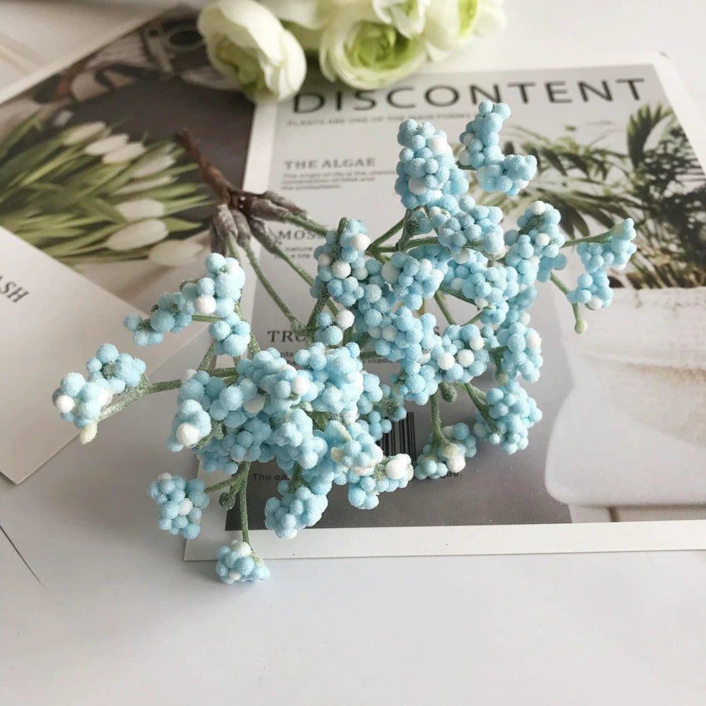 Bouquet de Gypsophile Artificiel 16 cm, Brin de Fleurs au Toucher Réel, Décoration Mariage Champêtre, DIY Maison, Style Rétro Français