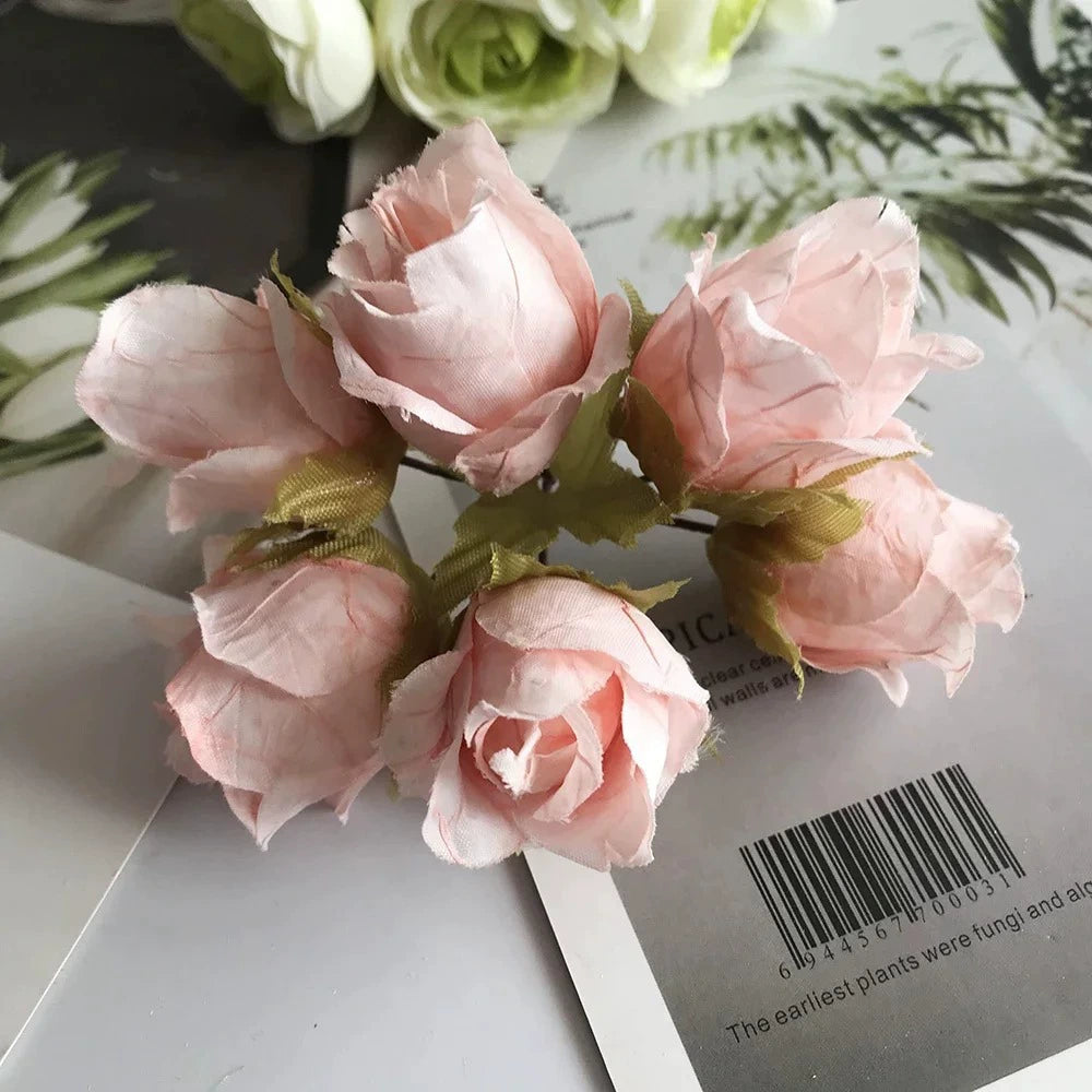 Mini Bouquet Rose Ancienne Artificielle 11cm, Fleur Rétro au Toucher Naturel pour Corsage, DIY Mariage, Décoration Murale, Ambiance Champêtre