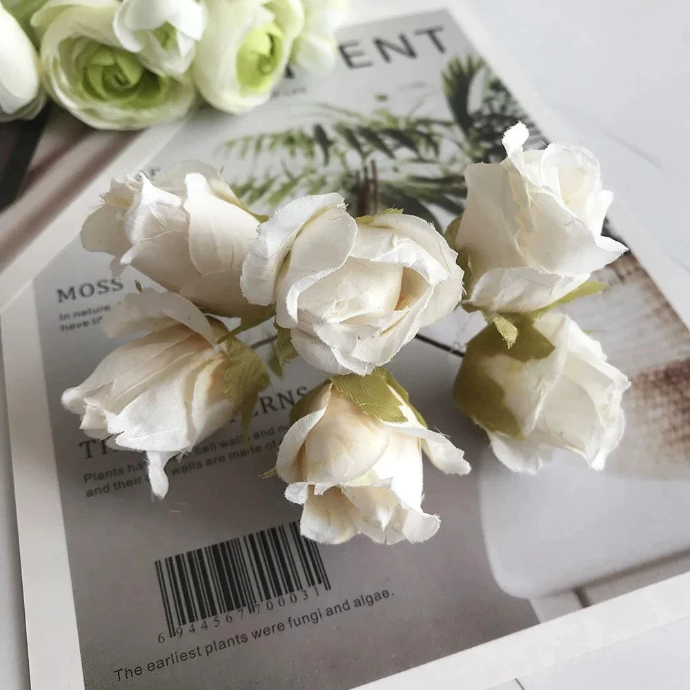 Mini Bouquet Rose Ancienne Artificielle 11cm, Fleur Rétro au Toucher Naturel pour Corsage, DIY Mariage, Décoration Murale, Ambiance Champêtre