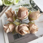 Mini Bouquet Rose Ancienne Artificielle 11cm, Fleur Rétro au Toucher Naturel pour Corsage, DIY Mariage, Décoration Murale, Ambiance Champêtre