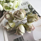 Mini Bouquet Rose Ancienne Artificielle 11cm, Fleur Rétro au Toucher Naturel pour Corsage, DIY Mariage, Décoration Murale, Ambiance Champêtre