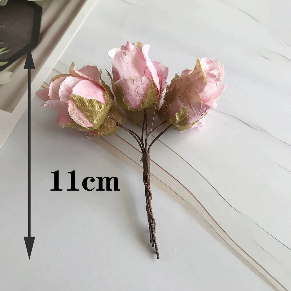 Mini Bouquet Rose Ancienne Artificielle 11cm, Fleur Rétro au Toucher Naturel pour Corsage, DIY Mariage, Décoration Murale, Ambiance Champêtre
