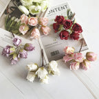Mini Bouquet Rose Ancienne Artificielle 11cm, Fleur Rétro au Toucher Naturel pour Corsage, DIY Mariage, Décoration Murale, Ambiance Champêtre