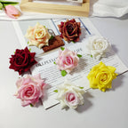 Tête de Rose Artificielle en Velours 5,5 cm, Fleur Décorative au Charme Rétro, Idéale pour DIY Mariage, Corsage et Décoration Champêtre