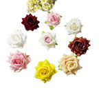 Tête de Rose Artificielle en Velours 5,5 cm, Fleur Décorative au Charme Rétro, Idéale pour DIY Mariage, Corsage et Décoration Champêtre