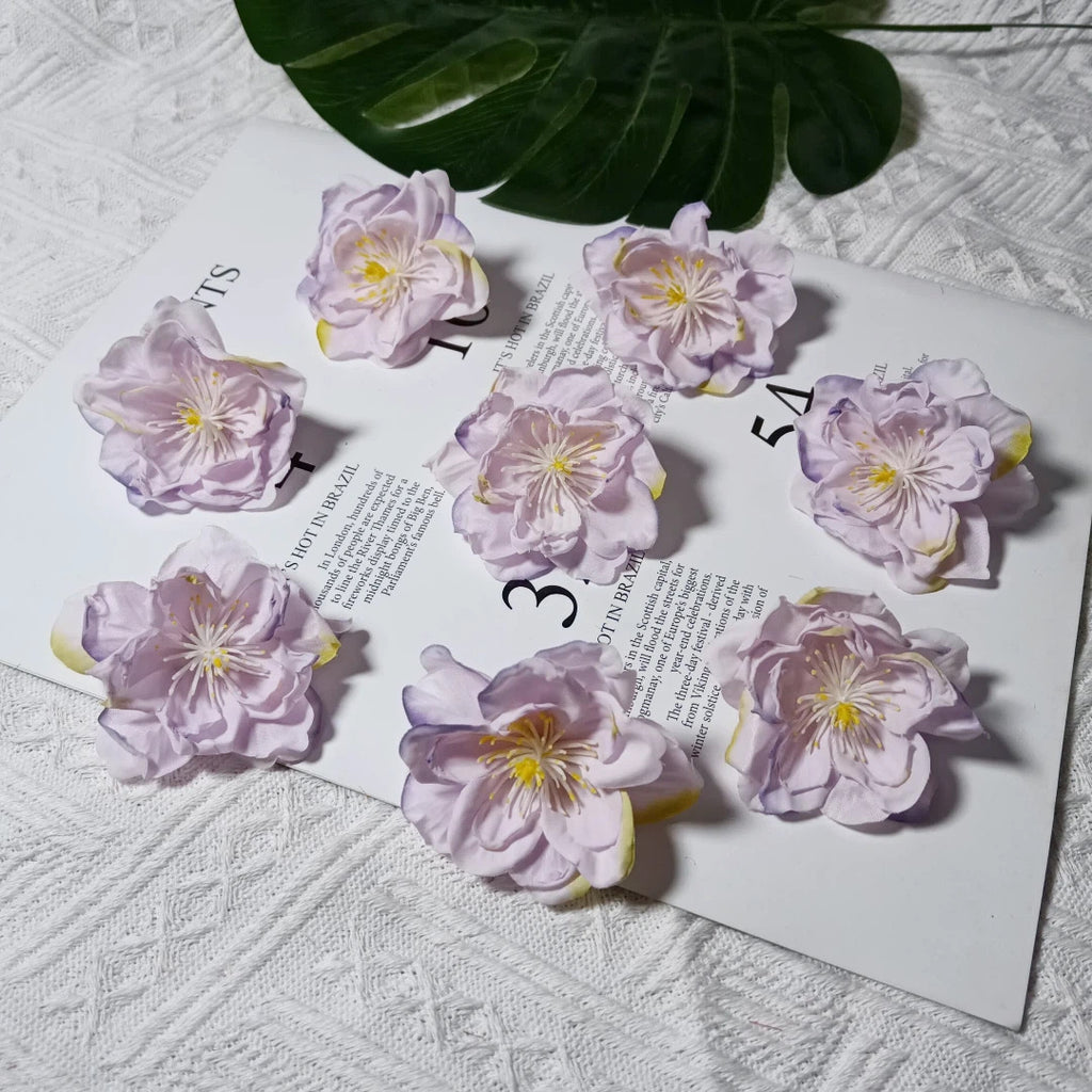 Tête de Camélia Artificielle 6,5 cm, Fleur en Tissu Vintage, Bords Effet Ancien, pour Création DIY, Mariage Champêtre, Accessoire Cheveux, Déco
