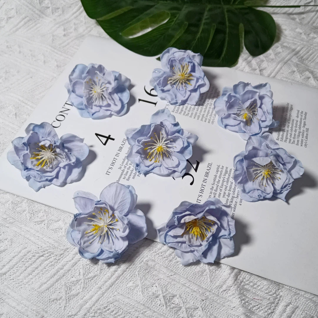 Tête de Camélia Artificielle 6,5 cm, Fleur en Tissu Vintage, Bords Effet Ancien, pour Création DIY, Mariage Champêtre, Accessoire Cheveux, Déco