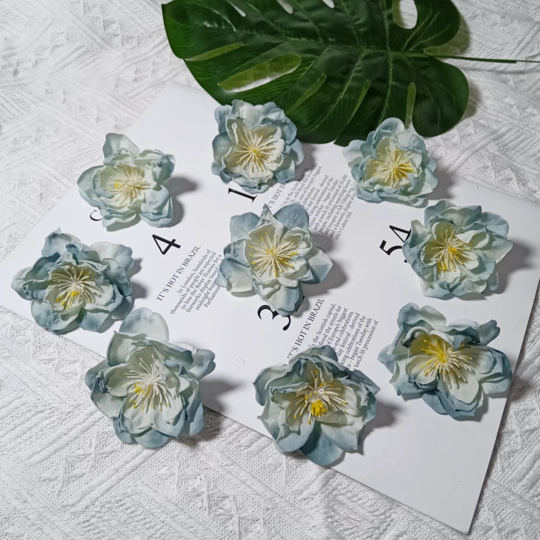 Tête de Camélia Artificielle 6,5 cm, Fleur en Tissu Vintage, Bords Effet Ancien, pour Création DIY, Mariage Champêtre, Accessoire Cheveux, Déco