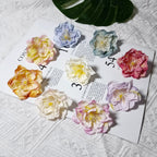 Tête de Camélia Artificielle 6,5 cm, Fleur en Tissu Vintage, Bords Effet Ancien, pour Création DIY, Mariage Champêtre, Accessoire Cheveux, Déco